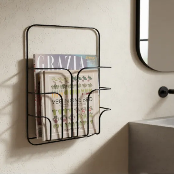 magazine wall rack book storage basket shelf display
