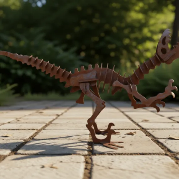 velociraptor dinosaur sculpture